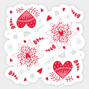 Hearts and Flowers Valentine Pattern Sticker
